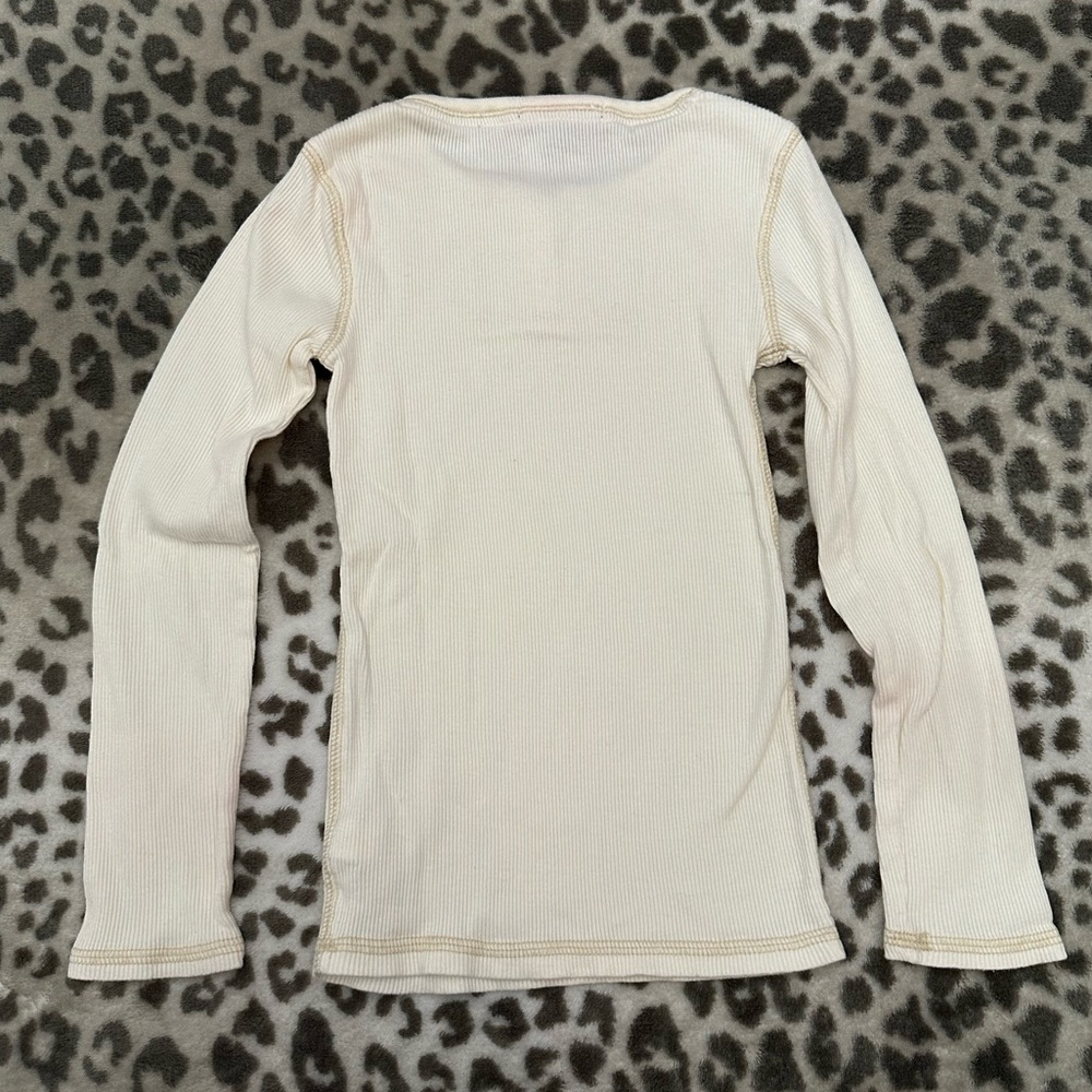 GapKids Ribbed Lace Bib Henley Top in Cream Size XS 4-5 - Picture 11 of 17